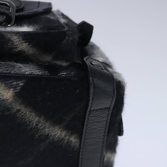 Burberry Nova Check Blue Label Shoulder Bag Wool Leather Black - Picture 14 of 16